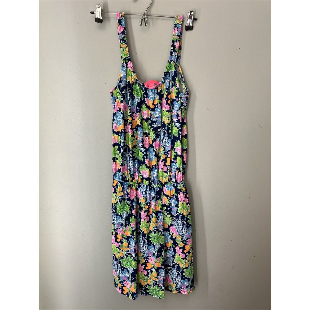Lilly Pulitzer Loves Women's Loro Romper Aegean Navy Mickey Minnie Mouse Size XS
